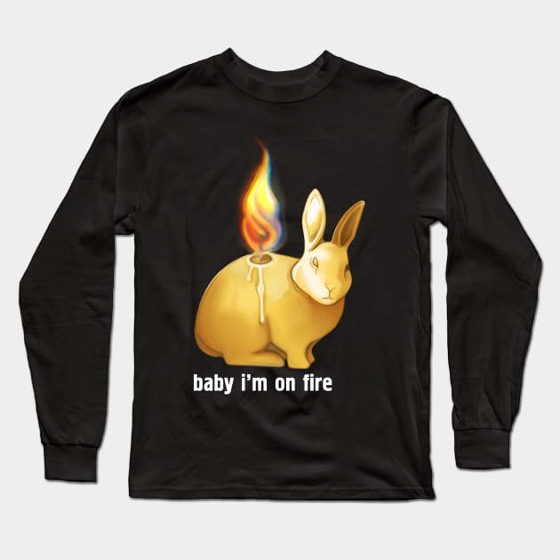 Funny rabbit candle baby I’m on fire Long Sleeve T-Shirt by Meakm